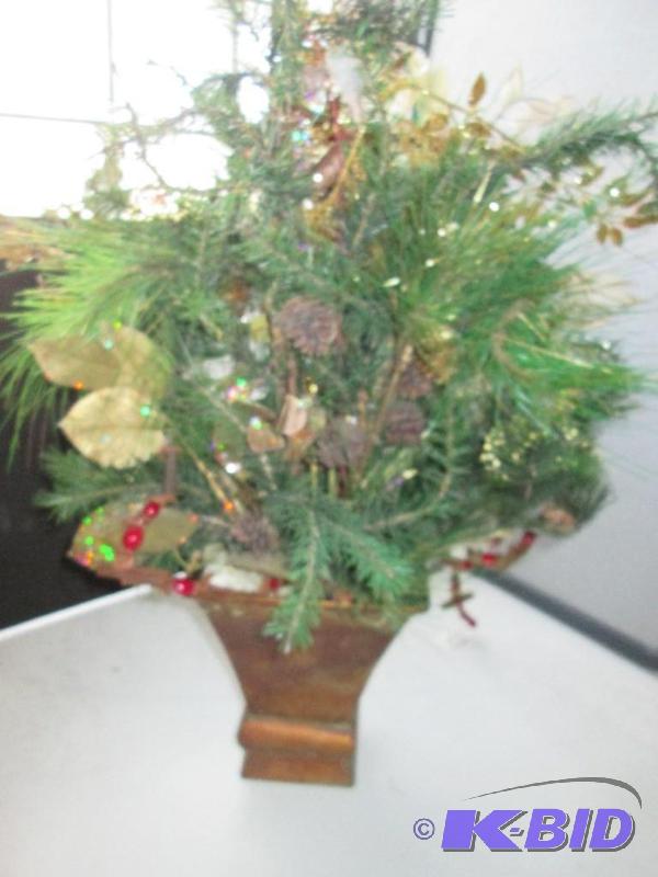 Pine dcor in a metal planter approx 30 inches...