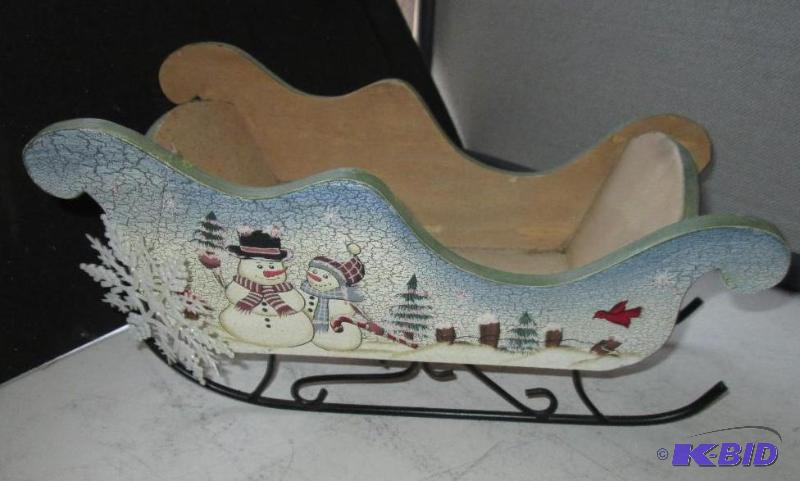 Small Wood Sleigh Christmas Holiday Flowers Decor Ornaments