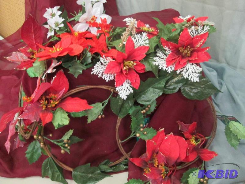Red Poinsettia candle ring and wreath mixed...