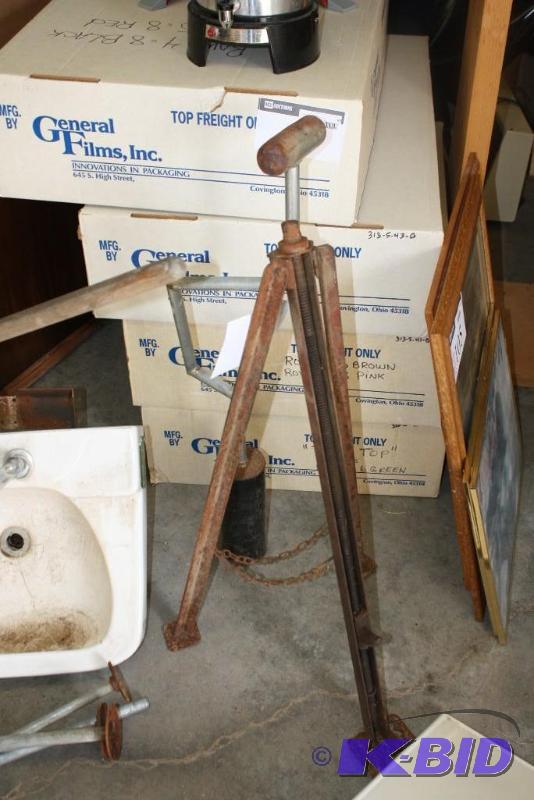 lot 110 image: Vintage Bumper Jack and Metal Sculpture