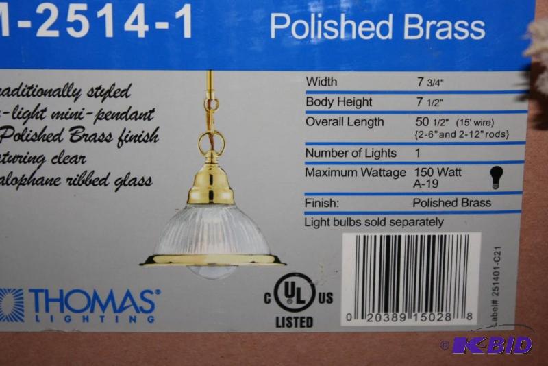 lot 182 image: Polished Brass Hanging Lighting Fixture