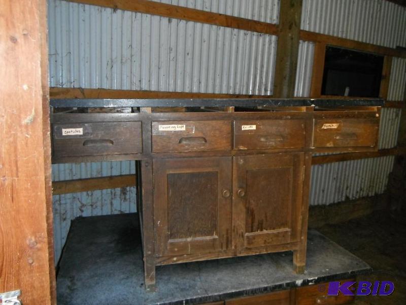 lot 197 image: Vintage Kewaunee Desk wGranite Top