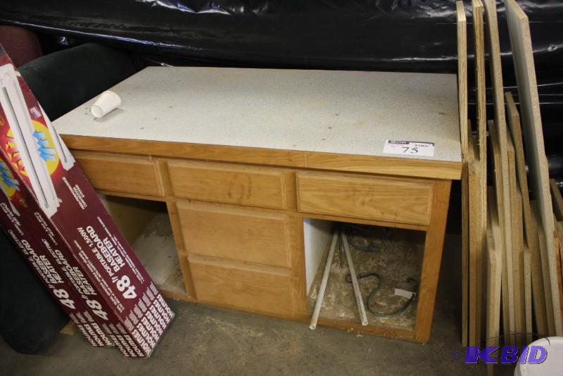lot 75 image: Wooden Work Table wStorage Drawers