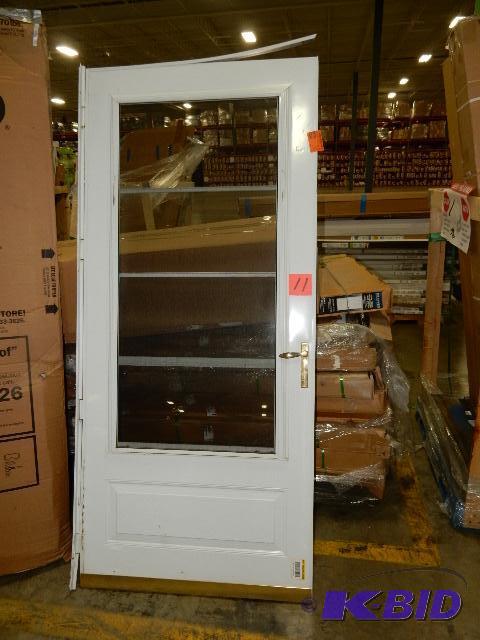lot 11 image: 36in x 80 in white self storing screen door. ...
