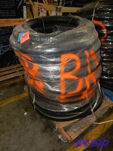 lot 145 image: 3 rolls of 3 in x 100 ft Black Plastic perfor...