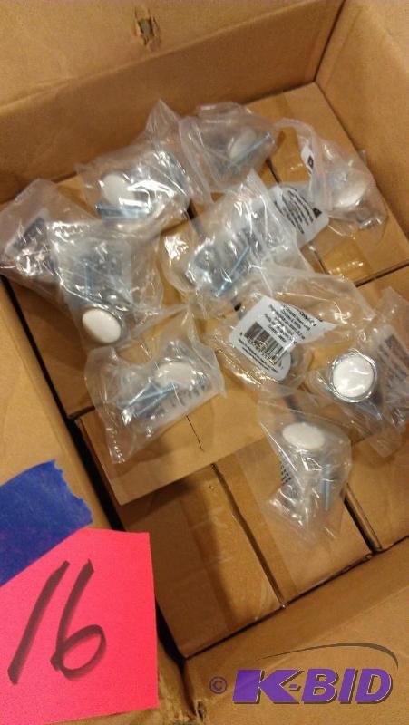 lot 16 image: Chrome and white ceramic drawer pulls. Libert...