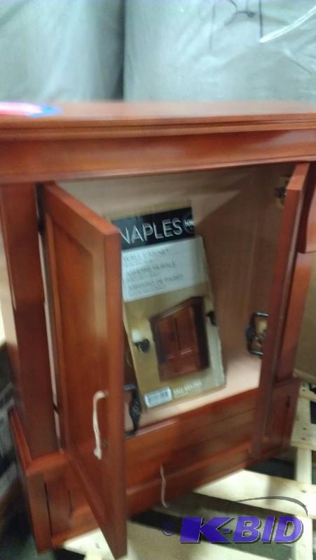 lot 20 image: Bathroom wall cabinet. Naples brand. Nice woo...