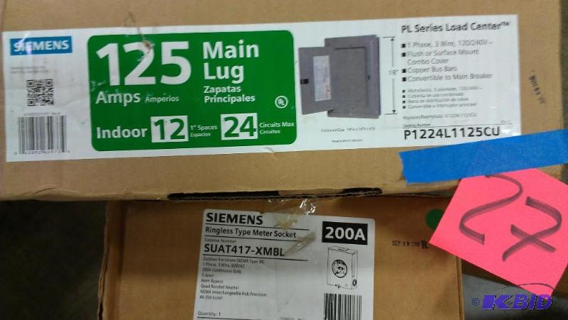 lot 27 image: Siemens 125 amp Main Lug, and Ringless type m...