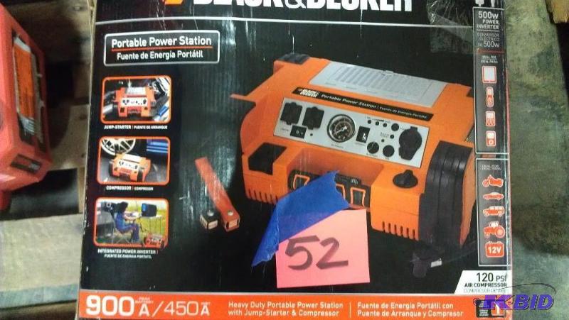 lot 52 image: Jump Starter and Compressor. Black & Deck...