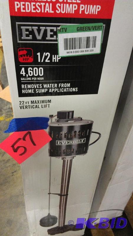 lot 57 image: Stainless Steel Pedestal Sump Pump. See photo...