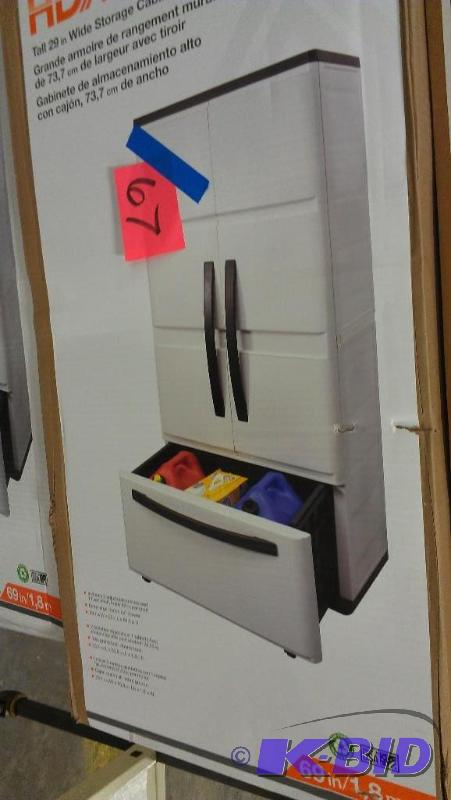 lot 67 image: Heavy Plastic Storage Cabinet. Assembly requi...