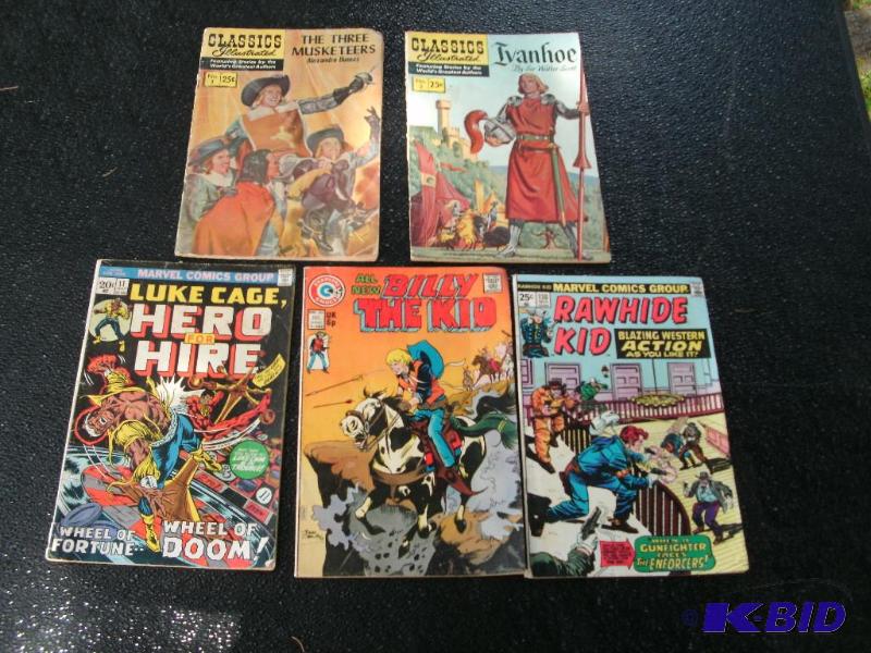 5 older comic books. Billy the Kid, Rawhide K...