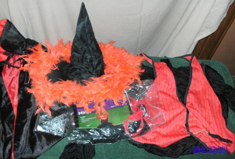 Large bag full of costume fun, wigs, capes, c...