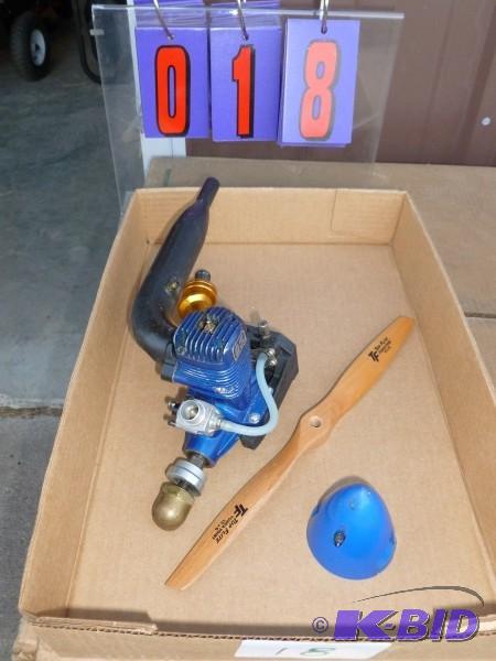 Gas engine with muffler assembly, nose cone, ...