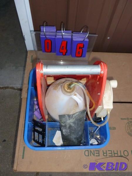 Gas powered airplane re-fuel system with hand...