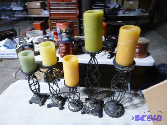 lot 107 image: Tall Candle Holders with Candles...