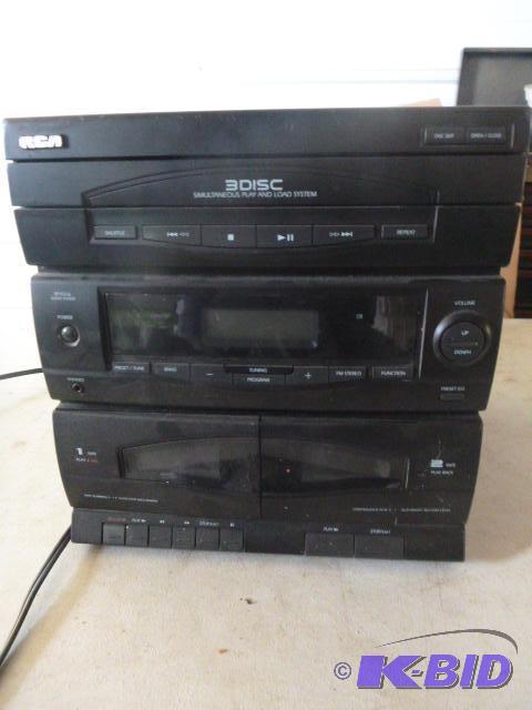 lot 129 image: RCA Stereo CD, AMFM, Dual Cassette - Model R...