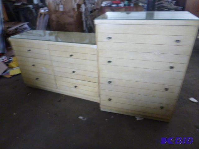 lot 172 image: Two Dressers with Glass Tops One glass top br...