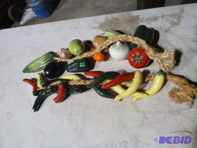lot 242 image: Glass Vegetables on Rope...