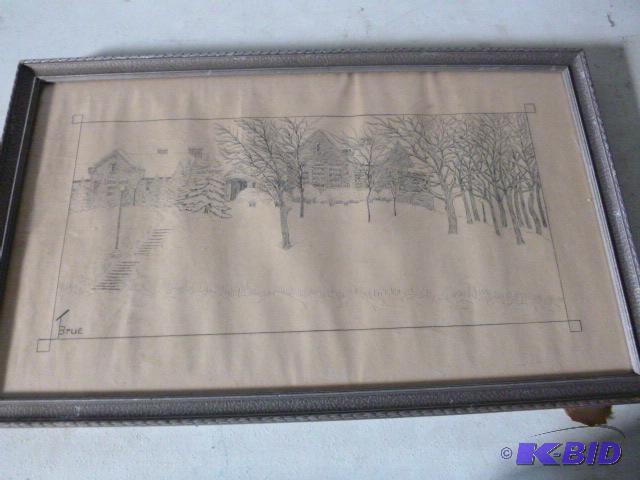 lot 48 image: Hand Drawn Framed Scenic Picture Brue - 15&qu...