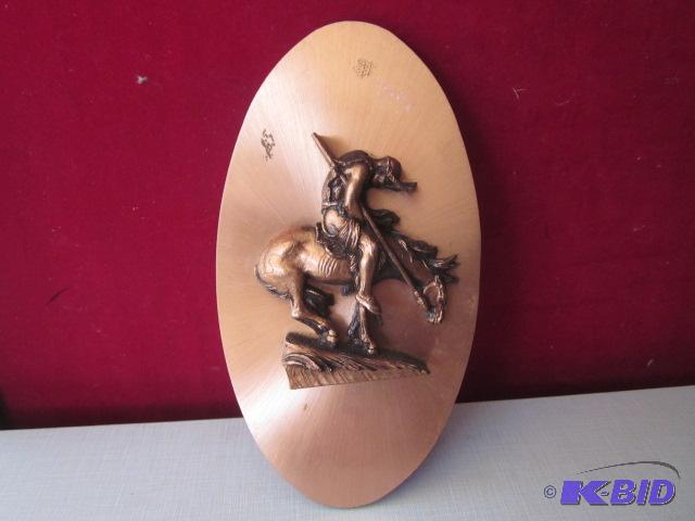 lot 106 image: Copperama wounded Indian wall art, by Victor....