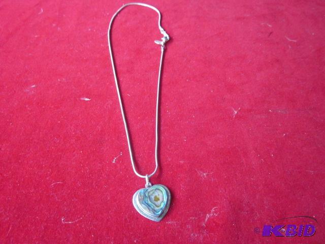 lot 2 image: Sterling Silver heart pendant necklace with t...
