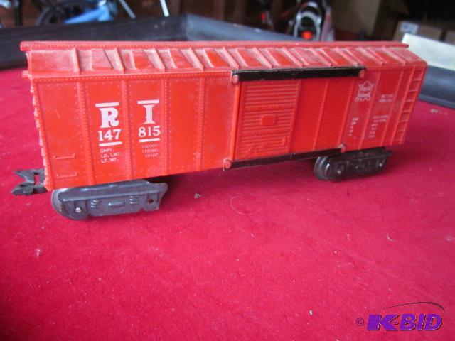 lot 31 image: Marx Rock Island rail car train....