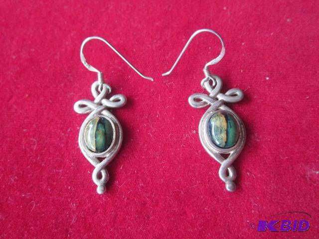 lot 5 image: Pair of Sterling and unknown colorful stones,...
