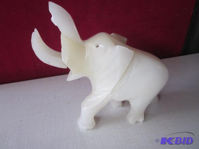 lot 59 image: Large 9 inch hand carved stone elephant. ...