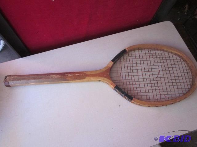 lot 70 image: Vintage wooden tennis racquet....
