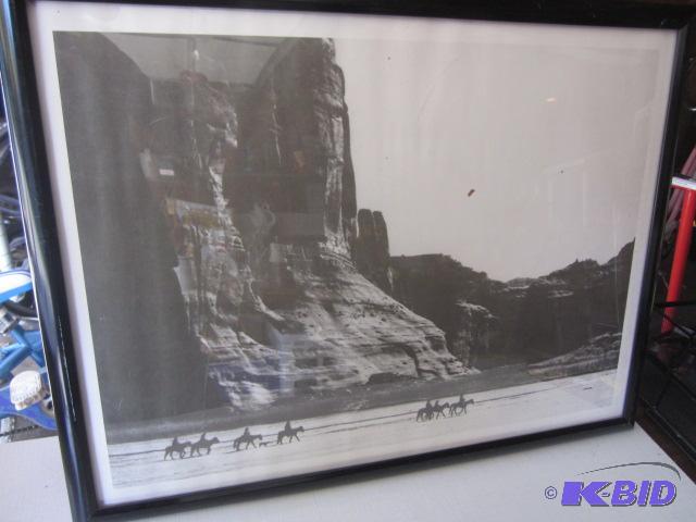 lot 97 image: 24 x 19 inch framed Edward Curtis black and w...