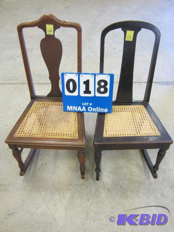 lot 00018 image: Two Antique Cane Seat Rocking Chairs