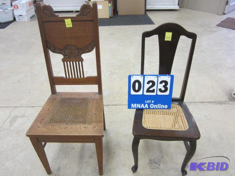 lot 23 image: Antique Cane Seat Dining Chairs