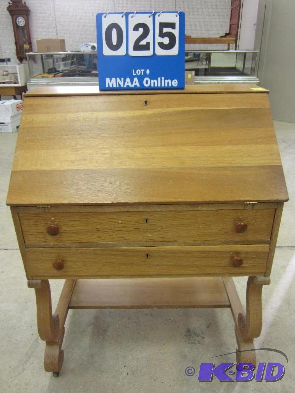 lot 25 image: Antique Blonde Secretary