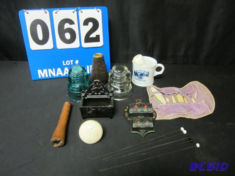 lot 62 image: Vintage Lot of Cast Iron, Insulators and More