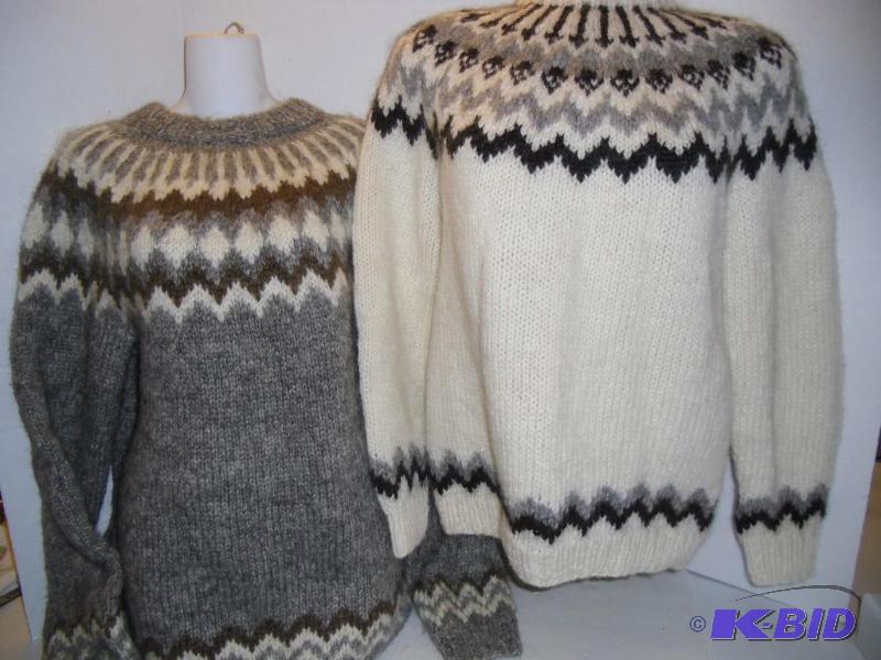 lot 20001 image: 2 Icelandic Wool Hand Knit, Pull Over Sweaters Made in Iceland