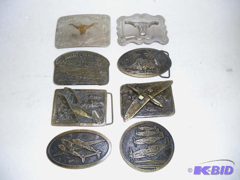 lot 20008 image: Lot of Mens Belt Buckles - Brass South Park Train  Military Planes