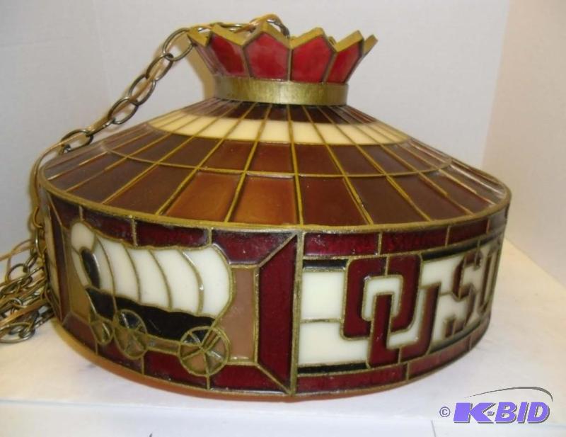 lot 20014 image: Vintage University of Oklahoma OU Sooners Hanging Lamp Works