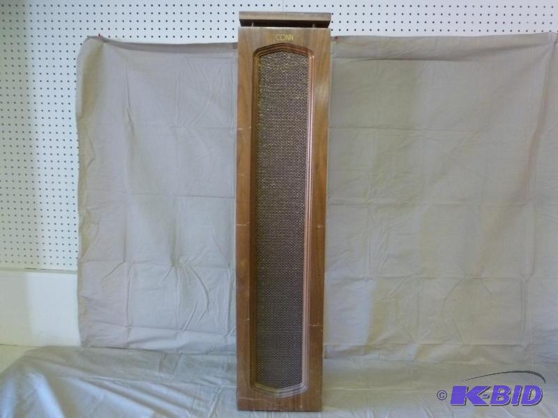 lot 104 image: Large Vintage Conn wood encased tower speaker...