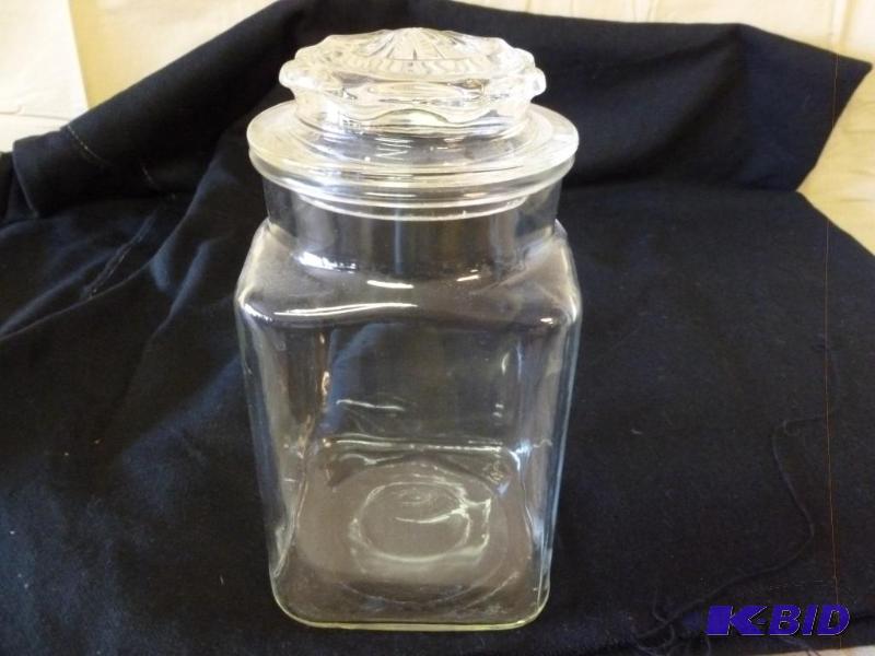 lot 109 image: Large glass candy jar with cut glass lid 9&qu...