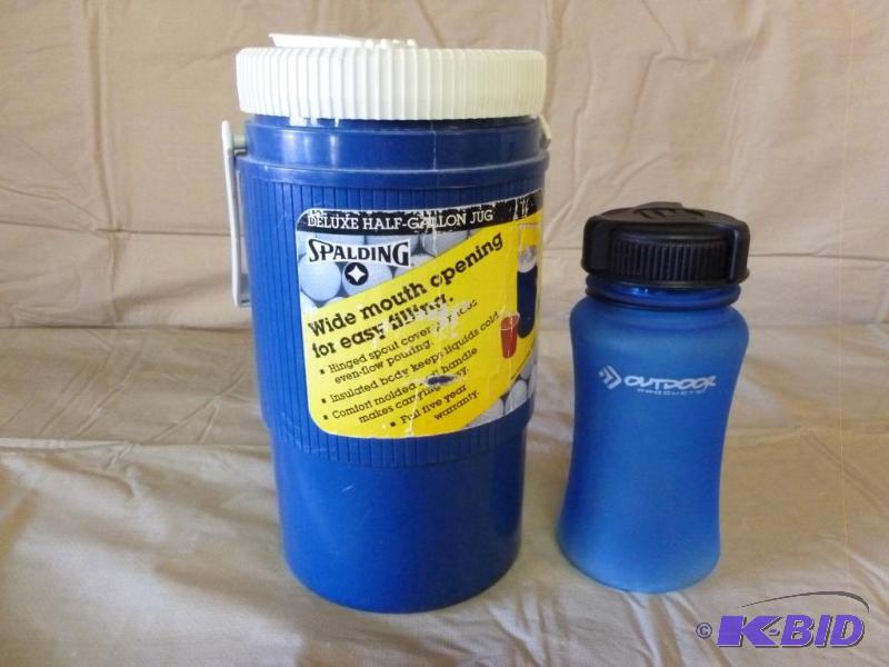 lot 123 image: Spalding half gallon water jug and a sports c...