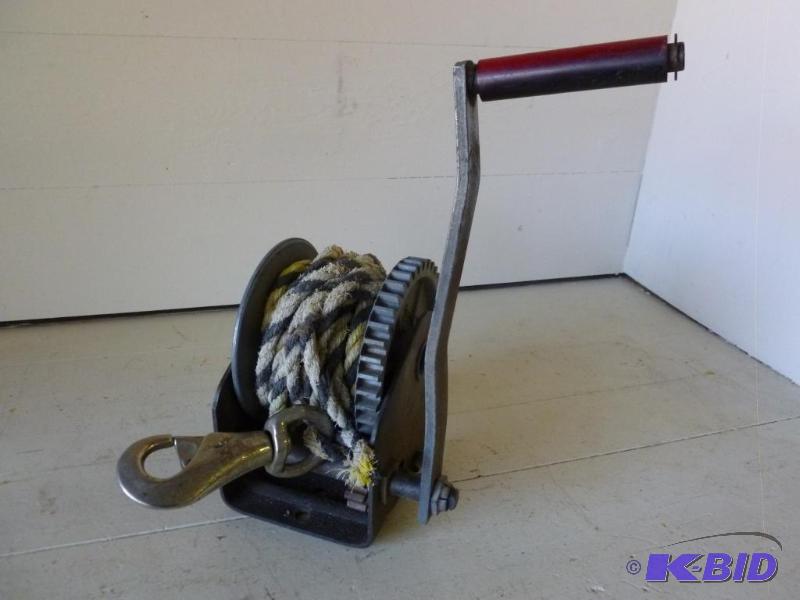 lot 183 image: Large hand crank boat winch....