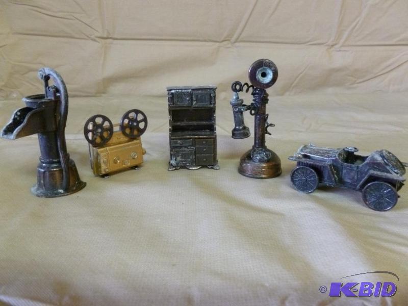 lot 38 image: Lot of five collectible bronze plated cast me...