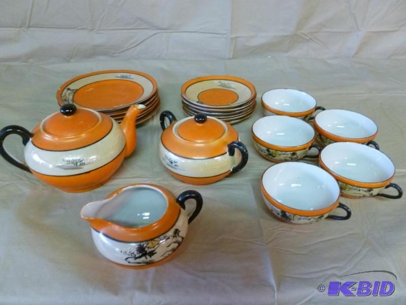 lot 75 image: Beautiful Vintage 20pc.hand painted porcelain...