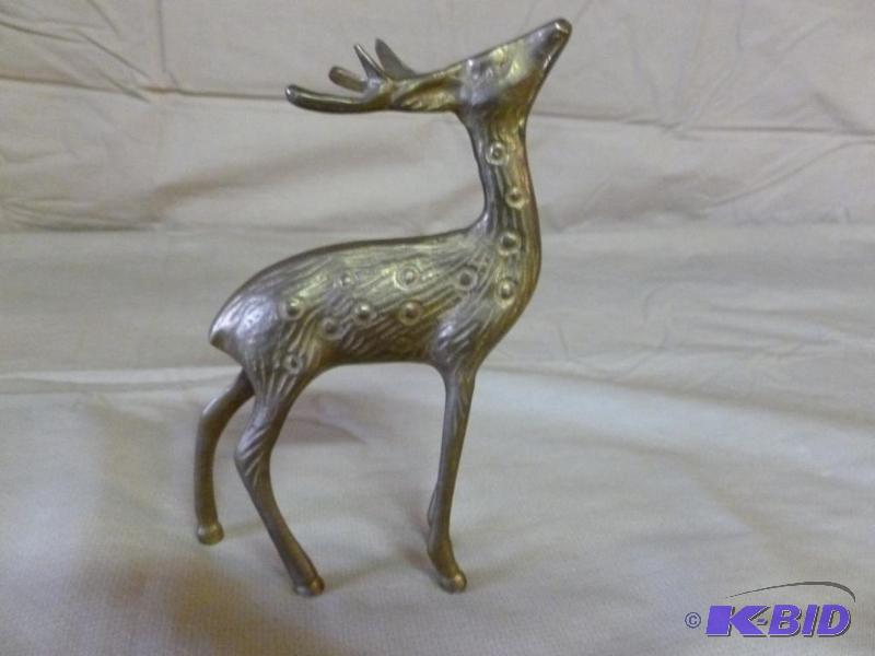 lot 88 image: Vintage cast brass deer figurine that measure...