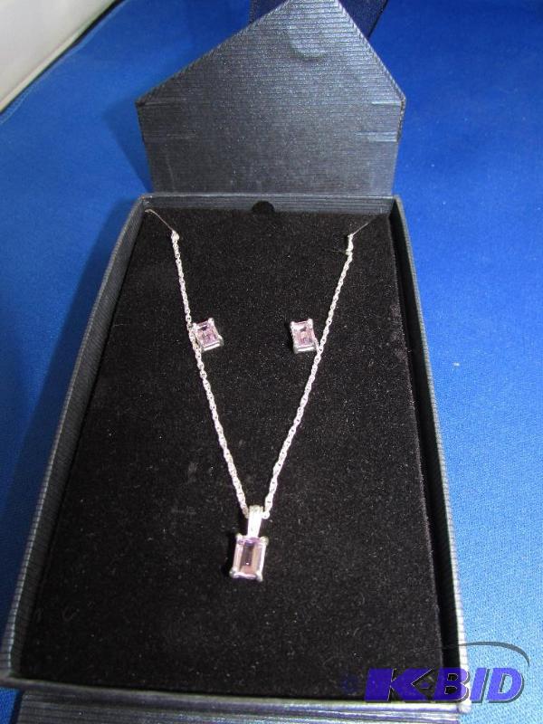 Earring and Necklace Set, possible amethyst s...
