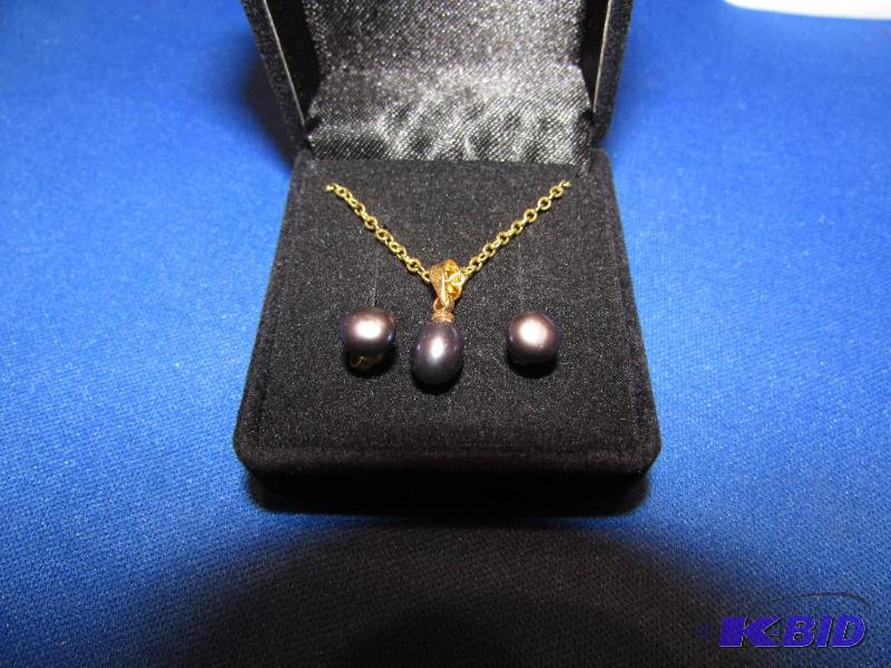 Earring and Necklace set, 14KT Plated. Do not...