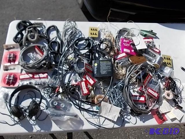 lot 12 image: Large Box Of Earphones Cables,Wires, Misc Har...