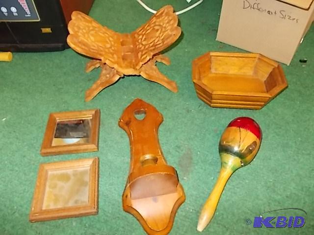 lot 21 image: Wooden Sconce, Mirrors, Other Wood Decor, Mar...