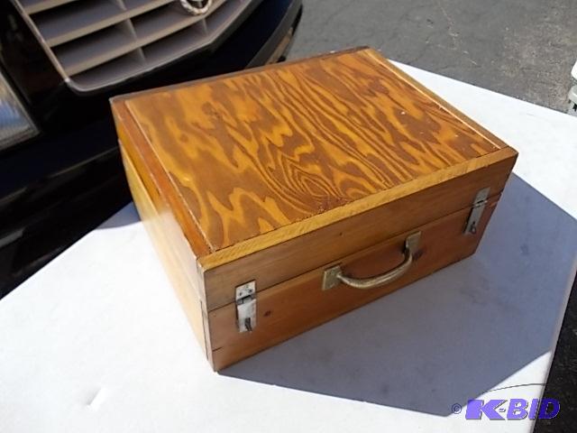 lot 31 image: Custom Made Wood Case With Storage Compartmen...